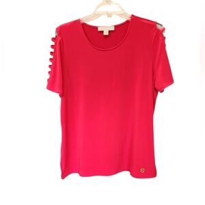 MICHAEL Michael Kors Red Cut Out T-Shirt TOP